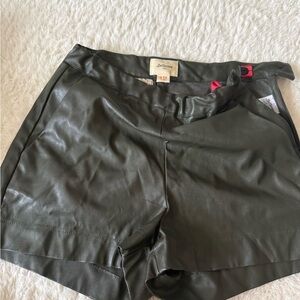 Bellerose Women's Dark Green Faux Leather High Waist Shorts